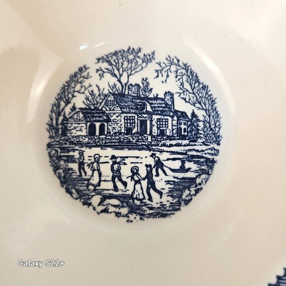 Homer Laughlin Shakespeare Country Blue Transfer Ware Vegetable Bowl 9 Inch Vint - Picture 6 of 7